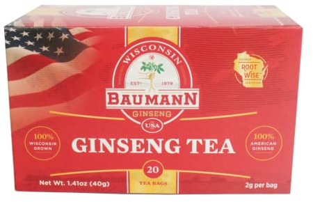 Baumann Ginseng-Teebeutel, amerikanischer Ginseng-Tee, angebaut in Central Wisconsin, USA