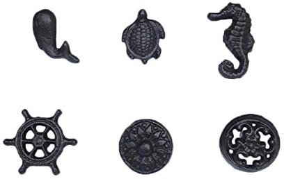 TentHome Antik Möbelknopf Möbelknöpfe Möbelgriffe Griff Maritim Kommodenknöpfe Vintage Set 6 Stück Knauf für Schrank, Schublade, Garderobe Gusseisen Schrankgriffe Küche