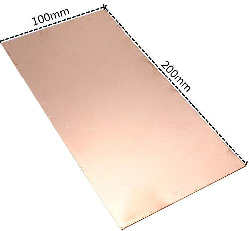 1 panel de lámina de metal de cobre puro 99,9% de 0,5 mm x 200 mm x 100 mm.