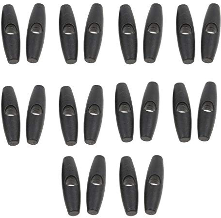 Milageto Pack of 20 35mm Camping Awning Tent Inner Tent Duffle Toggle Stoppers, Black