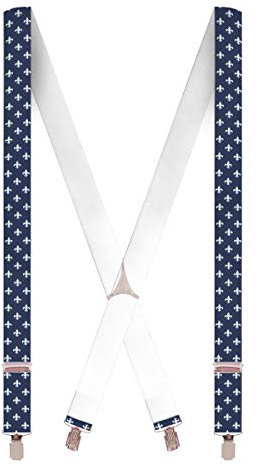 Cencibel Smart Casual Bretelles motif fleur de lys, Bleu marine/blanc, taille unique