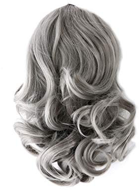 WIG ME UP - JL-3023-701 Haarteil Zopf gewellt halblang (35 cm) 1 Steckkamm + Gummizug Grau Silbergrau