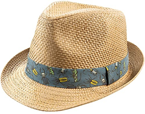 PEAK 2 PEAK Unisex Kids Straw Trilby Fedora Cap Felt Fedora Hat Short Brim Sunhat (Big Boys, Printed Band)
