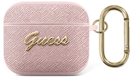 Guess GUA3SASMP Hülle für AirPods 3 rosa Saffiano Script Metal Collection FEA3SILRE