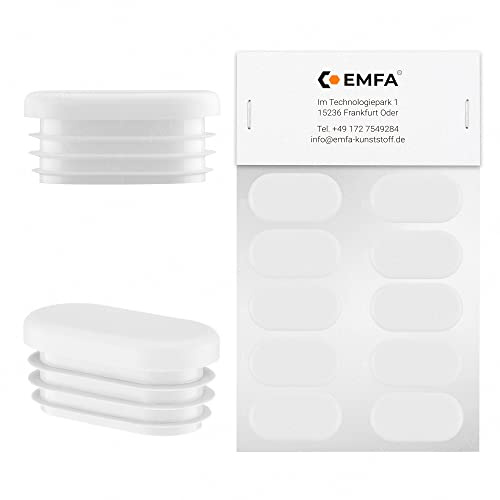 EMFA Lamellenstopfen für Ovalrohre 30x15mm 10 Stück Weiß (RAL 9010) Ovalstopfen 1,5x3,0 cm