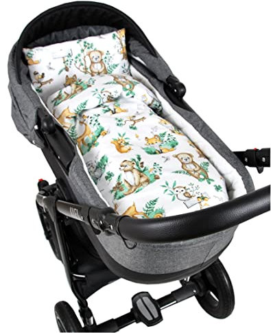 Babylux 2 TLG. Set Bezug für Kinderwagen Stubenwagen oder Wiege Garnitur Bettwäsche Kissen Decke 60 x 78 cm (123. Waldtiere)