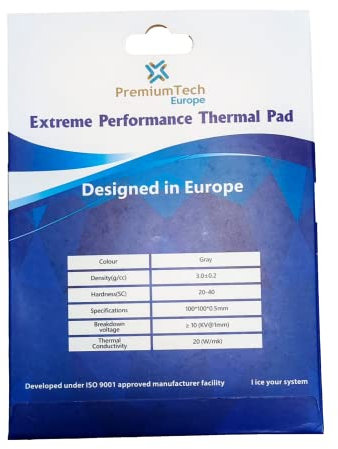 PremiumTech Tapis Thermique Professionnel de Performance extrême avec conductivité Thermique 20 W/MK, idéal pour GPU ou CPU Haut de Gamme, Taille XXL 100 x 100 cm (0,5 mm)