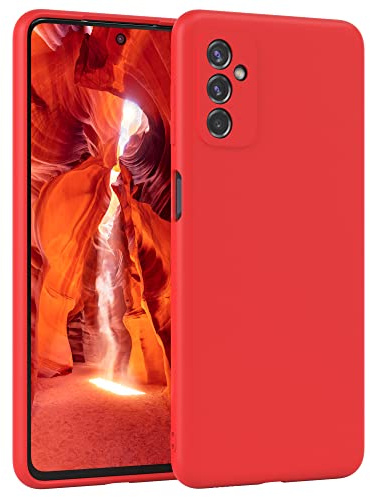 EAZY CASE - Silikonhülle für Galaxy M52 5G Hülle Silikon Case Rot weich stoßfeste Handyhülle Schutzhülle mit Kameraschutz Dünn Premium Schutz Cover TPU Phone Bumper in Mattrot