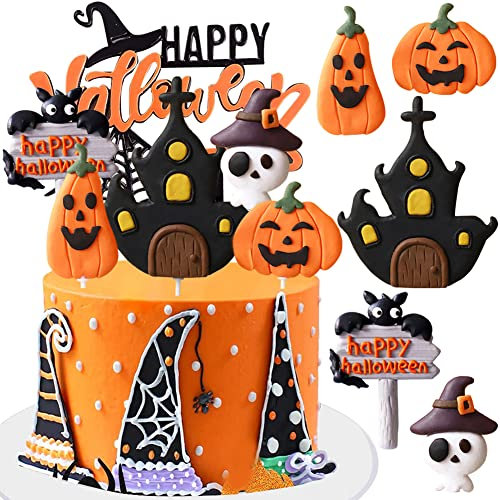 SUNSK Tortendeko Halloween Kuchen Deko Kürbis Deko Torte Happy Halloween Cake Topper Fledermaus Ghost Kuchendeko Muffin Kuchendekoration Halloween Decoration 6 Stück