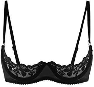 Freebily Reggiseno Aperto Sexy Donna Hot Balconcino Body Chest Harness Pelle Bikini Bra Push Up Wetlook Crop Top Cinghie Incrociate Camisole Erotico Latex Lingerie Nero W M