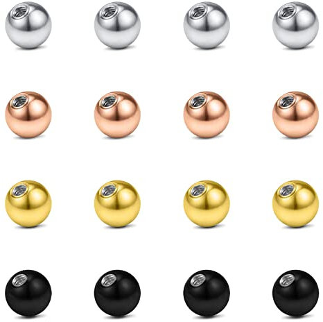 Rajnard Piercing Kugeln 16G 3mm Ersatzkugeln für Piercing Schmuck Chirurgenstahl Septum Helix Tragus Rook Augenbraue Industrial Piercing Lip Labret Stud