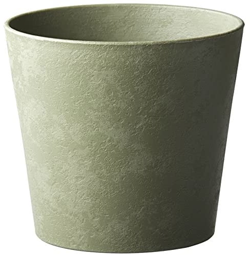 Poétic- Cache Pot Rond d'intérieur - Cache Pot Finition marbrée Naturelle - Coloris Kaki - Ø14,5 x H.13,1 cm - en Plastique 100% recyclé