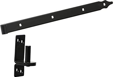 BRESKO Ladenband mit Kloben Set schwarz pulverbeschichtung 30-80 cm Torband Türband charnier Tor Gartentor (L: 500x35x4 mm / Ø13 mm Dorn)