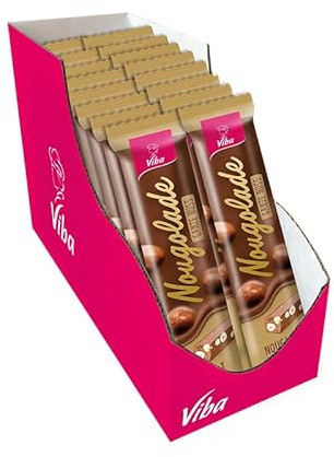Viba Nougolade - Nougat Riegel mit Biss (16 x 35 g, Ganze Nuss)