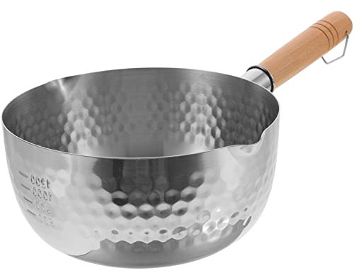 Kichvoe Stainless Steel Snow Pan Non Stick Frying Pans Yukihira Saucepan Cooking Pot for Kitchen Pot for Milk Stainless Steel Saucepan Pasta Pot Wood Japanese-Style Baby Soup Pot