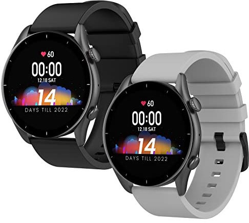 WD&CD 2 Pack Bracelets pour Amazfit GTR 3/3 Pro Noir + Gris, Remplacement en TPU Silicone Fitness Bracelet Compatible pour Amazfit GTR 2 / 2e