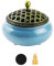 ZXShow Brûleur D'encens en Céramique Encensoir à Charbon en Porcelaine avec Porte-encens en Laiton Calebasses et Couvercle en Métal Brûleur D'encens De Style Classique pour Chambre L'aide au Sommeil
