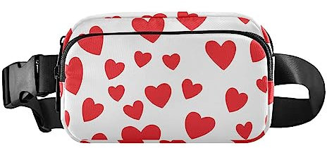 Pflaumenvogel Herren Bauchtasche Crossbody für Workout Laufen Reisen Wandern, 20,3 x 13,5 x 5,8 cm, Herzförmige Liebe