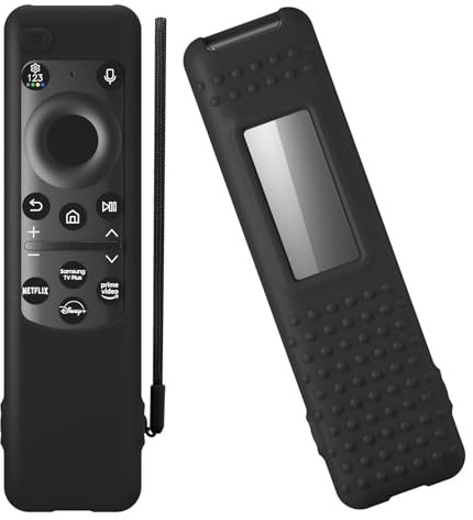 2023 Samsung Smart TV Solar Remote BN59-01432 BN59-01436B BN59-01392B TM2360E TM2360F Silicone Protective Cover with Lanyard(Black)