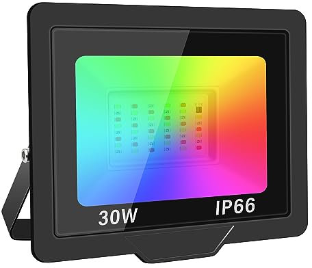 RIGIDON RGB Strahler 30W 3000LM RGB LED Strahler mit Fernbedienung 16 Farben 4 Modi IP66 Wasserdicht RGBW Farbwechsel Flutlicht Outdoor Für Party Garten Baum Landschaft Disco Feiern