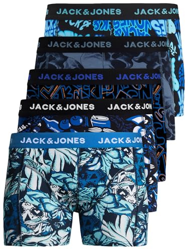 JACK & JONES Herren Unterhosen 5er Set Pack Männer Boxershorts Weiss schwarz blau grau Trunks 12204864