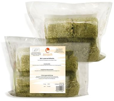 Eivolution Bio Luzerne Briketts - 2 Stück - für Hühner, Schweine und andere Tiere - hoher Rohfaseranteil - besonders schmackhaft - ohne jegliche Zusatzstoff