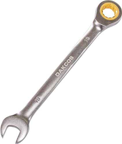DAKCOS Fixed Head Ratchet Spanner 13mm Ratcheting Combination Wrench Chrome Vanadium Steel