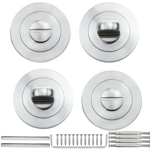 Bwintech 2 Pair 52MM Satin Chrome Bathroom Escutcheon Polished Nickel Turn and Release Set