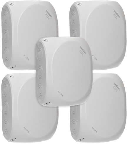 Hensel 5x DK 2500 G Kabelabzweigkasten / Abzweigdose IP55/IP66 ohne Klemme | Feuchtraumdose, bis 25 qmm 3-phasig oder 35 qmm 1-phasig, Leergehäuse mit Dichtmembranen, für außen, grau