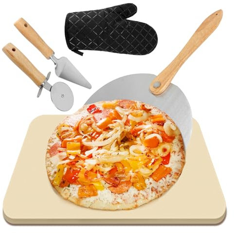 Pizza Stone for Oven&Pizza Steel&Cutter&Pizza Making Kit Baking Stone for Pizza Peel 38 * 30cm Cooking Stone BBQ Apartment Essentials