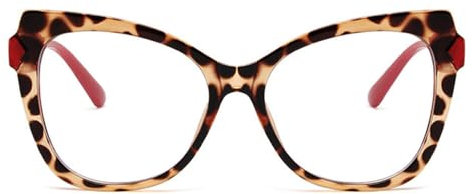 AOOLIA Katzenauge Lesebrillen Feder Scharnier Brille (Rot/Leopard, 1, x)