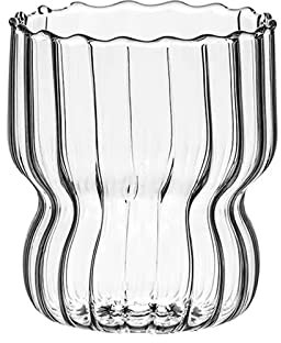 NLDGR Bicchieri, Tazze di Vetro, Bicchieri da Cocktail Ondulati in Vetro Vintage, Bicchieri da caffè Ghiacciato, Bicchieri da Birra per Acqua, Soda, tè, Regalo (D)