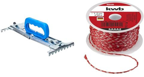 BGS 3231 | Fliesen-Tragegriff/Plattenheber | 300-500 mm & kwb Maurerschnur 50M, Stärke 1 2mm, Richtschnur in Rot – Längen und Stärken