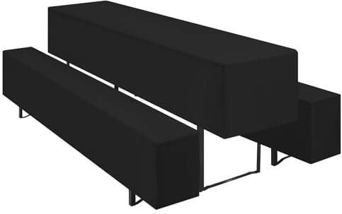 Teruntrue 3er-Sets Biertischhussen Bierbank-Auflage,Schwarz Biertisch und Bankgarnitur Husse für 70x220cm Tischbreite für Festzeltgarnituren Bierbank Hussen(Schwarz)