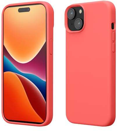 kwmobile Case for iPhone 15 Plus Case - Soft TPU Silicone Cover - Neon Coral