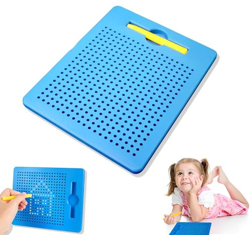 TFSZE Tavola Da Disegno Magnetico, Lavagne Da Disegno Con Piccole Palline Magnetiche in Acciaio Con Penna, Magico Gioco Magnetico, Lavagna Magnetica per Educazione per Dai 3 Anni in Su-Blu