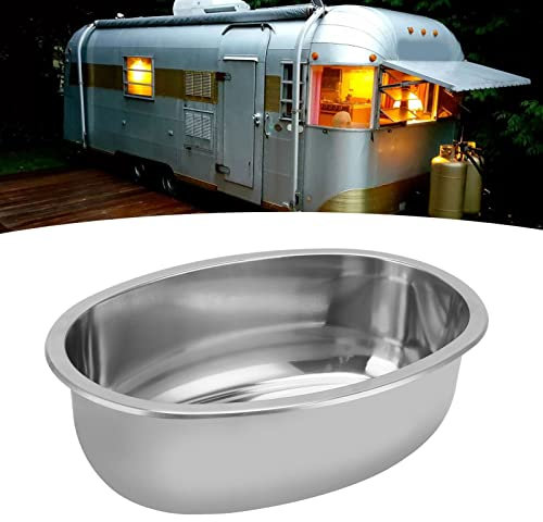 RV-Waschbecken aus Edelstahl, 393 X 273 Mm, Ovales Waschbecken, Küchenspüle, Handwaschbecken mit 40 Mm Abflussloch, Tiefes Waschbecken für Wohnmobil, Yacht, Wohnmobil, Wohnwagen