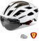 Shinmax Fahrradhelm Herren Damen Fahrradhelm mit Visier Magnetische Abnehmbarer Schutzbrille Fahrradhelme mit Licht für Erwachsene Radhelm Einstellbarer Atmungsaktiv Sicherheitsschutz MTB Helm