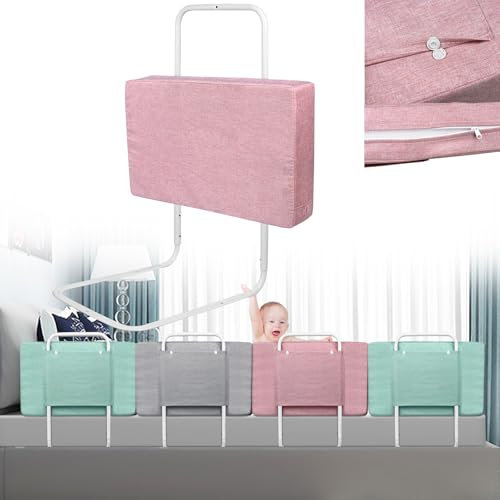 TANYEAR Ausfallschutz Bettgitter Bettschutzgitter Rausfallschutz 60cm Bett 5-Loch Höhenverstellbar Bettumrandung Bettkantenschutz Baby Sicherheitsgitter für Familienbett und Kinderbett (Kirschrosa)