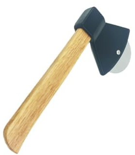 Wisafory Pizzaschneider Edelstahl Lustige Pizzaroller Manueller Pizzamesser in Axtform Pizza Schneidemesser mit Holzgriff Pizza Cutter zum Schneiden von Pizza Waffeln Pfannkuchen Schwarz