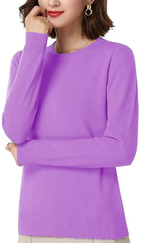 Gloop Damen Einfarbig Langarm Pullover Casual Strickpullover Sweatshirt Feinstrick Pullover (DE/NL/SE/PL, Alphanumerisch, M, L, Regular, Regular, Flieder lila)