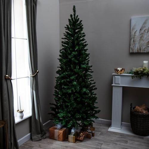 Wentworth Artificial PVC Green Slim Christmas Tree 6FT, 7FT (7FT)