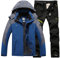 Generisch Langlaufski Set Herren, Skianzug Herren 2 Teilig Set Wasserdicht Skibekleidung Jacke und Hosen Winter Skijacke Warme Tracksuit Winddicht Schneeanzug mit Kapuzen Schneemantel