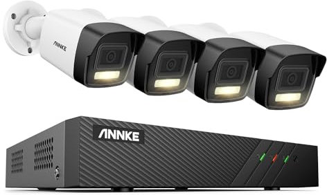 ANNKE 5MP PoE CCTV Security Camera System Outdoor, 8CH NVR with 4x 3K PoE IP Cameras, Motion Detection, 100ft Night Vision, Remote Access, 24/7 Recording, H.265+ (HDD Not Included)