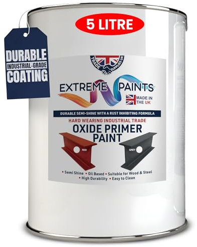 TRADE SUPPLIES UK - Extreme Paints Oxide Primer - Rust-Inhibiting Formula for Metal & Wood | For Structural Steel, Machinery, Gates, and Containers (Grey, 5L)