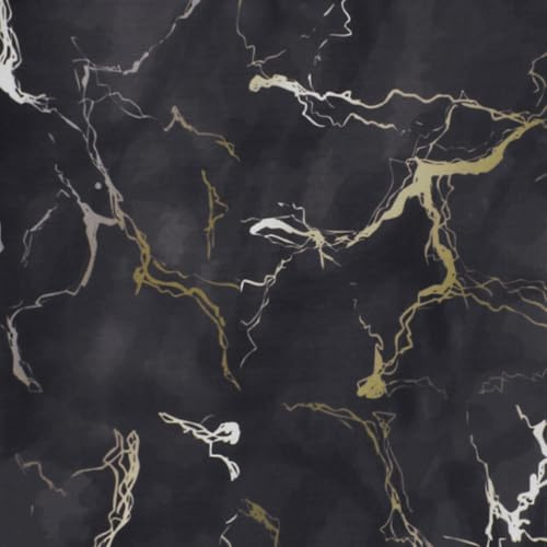 SaRani Tappeto Fantasia Marmo Guida Passatoia Corsia Runner da Cucina Corridoio Flessibile Tagliabile Gomma Antiscivolo (Nero, 120x50 cm)