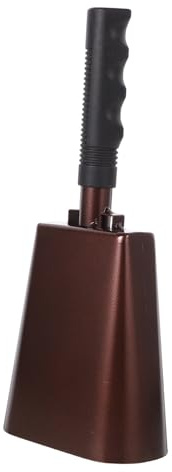 Handgriff Kuhglocke aus Metall, Braun, Vintage, Kompakt | Lauter Klang, Leicht zu Tragen, für Sportveranstaltungen und Football Spiele, Klare Signalwirkung