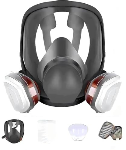 Novviastore Vollgesichtsmaske, wiederverwendbar, Vollgesichtsmaske mit Filtern für Sprühmalerei, chemisches Abschleifen, Bauwerk und Feingasstaub