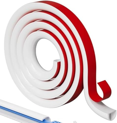 2 Mètres de Goulotte Passe Cables Auto-adhésif Cache Cable TV Mural Demi-Rond en PVC Souple Goulotte Electrique, Blanc Cache Cable Sol Hider pour Mur, TV, Plafond