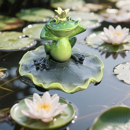 Dekofigur Garten Teich Schwimmende Frosch Deko Gartenfiguren Außen Wetterfest Harz Statue Miniteich Deko Tierfigur Gartendeko Für Draußen Teich Gartenteich Teichdeko Balkon Miniteich Becken (L)